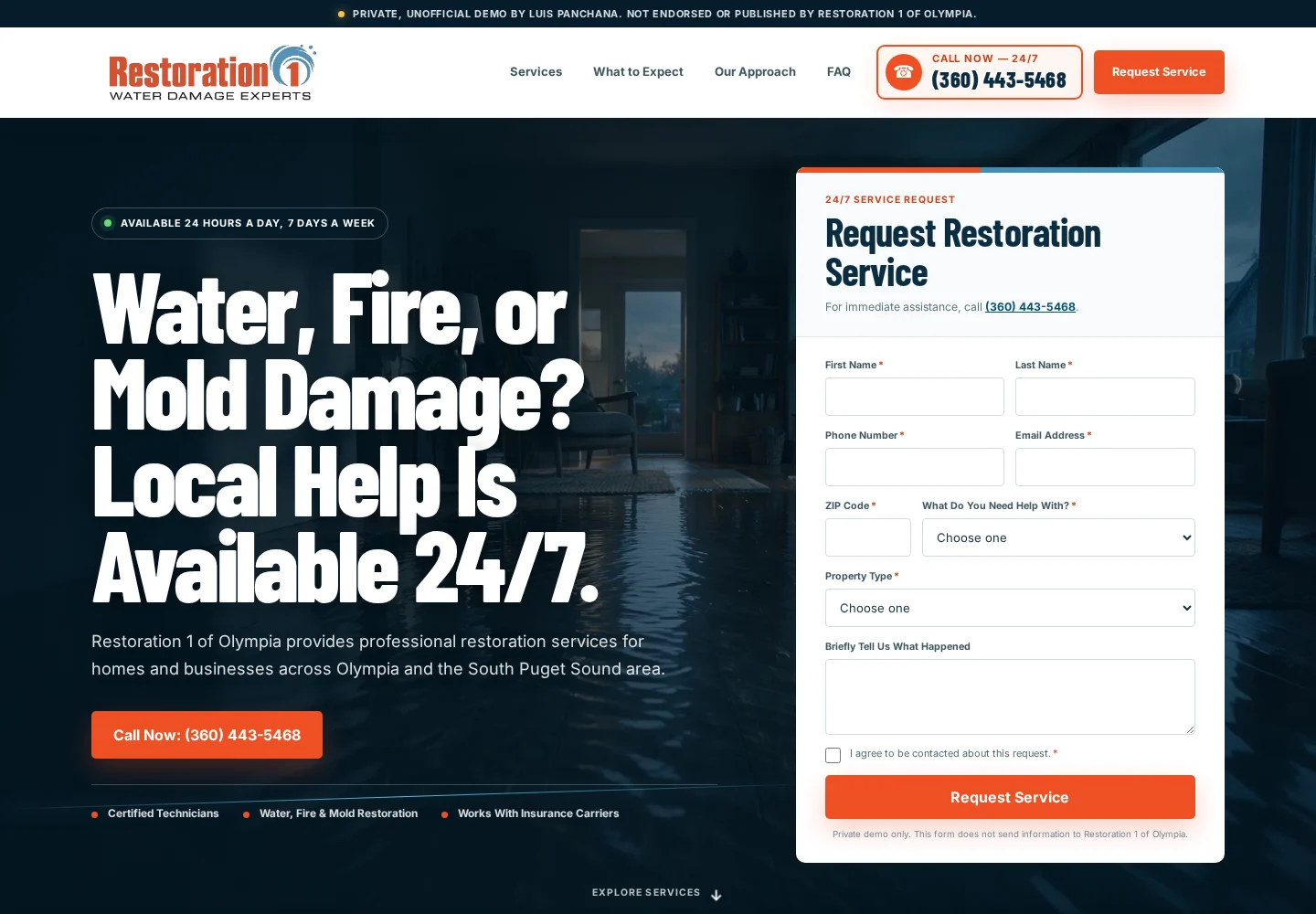 Actual Restoration 1 of Olympia landing-page concept screenshot