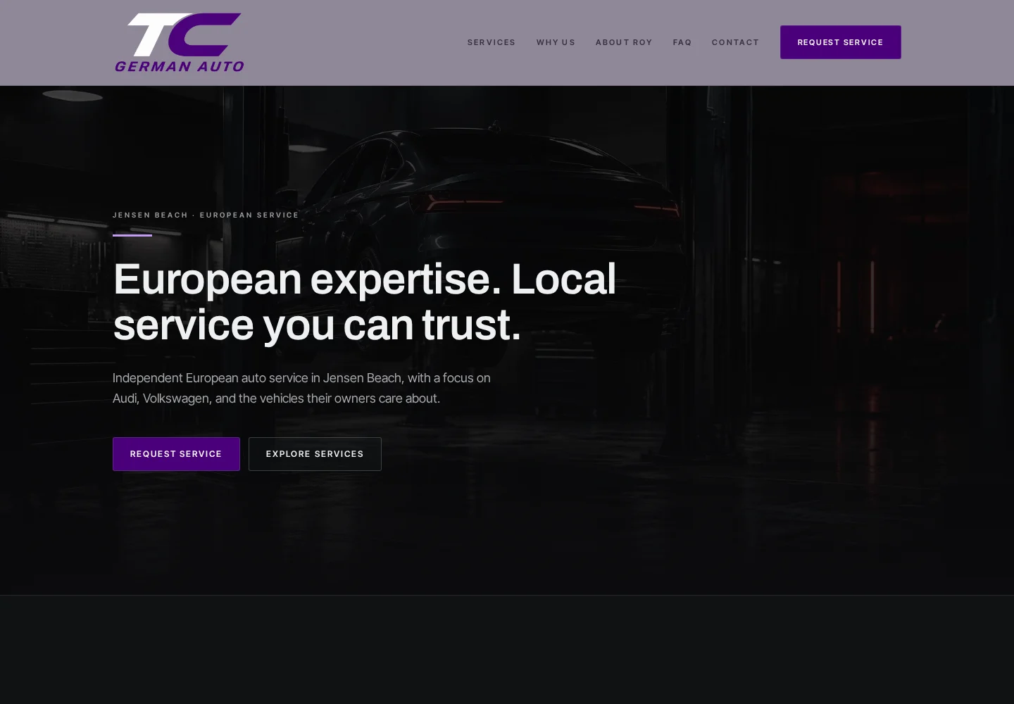 Actual TC German Auto website screenshot